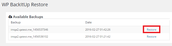 restore backup with WPBackItUp premium
