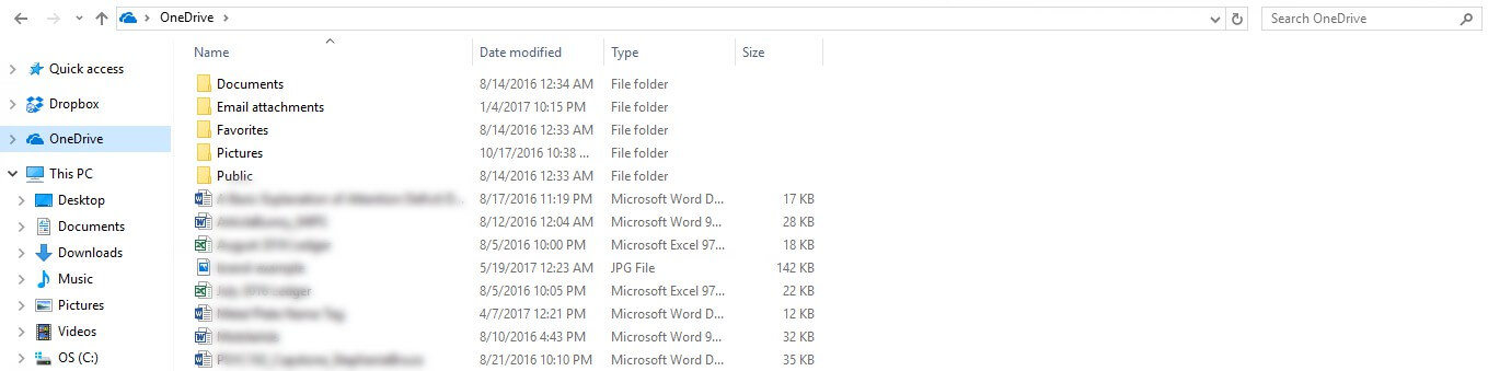 A OneDrive folder on computer