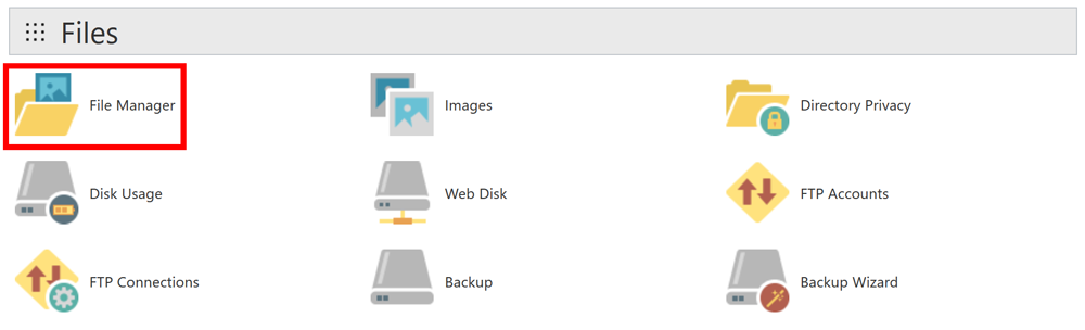 cPanel File Manager UI