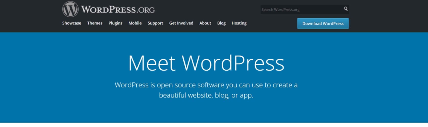 The WordPress homepage