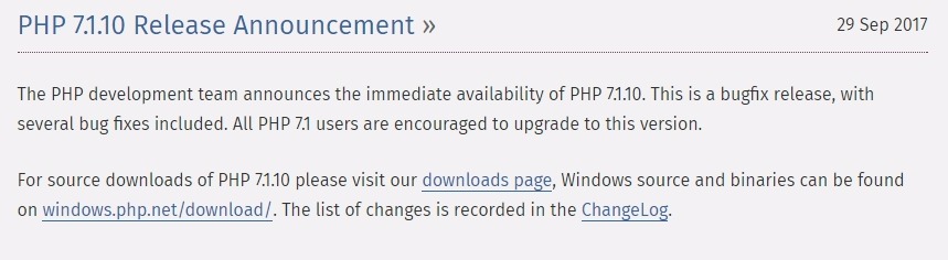 A PHP release announcement